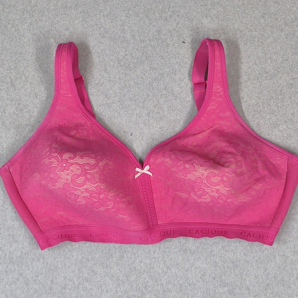 Cacique Women Bra 44DD Pink Floral Lightly Lined Adjustable Strap T-Shirt